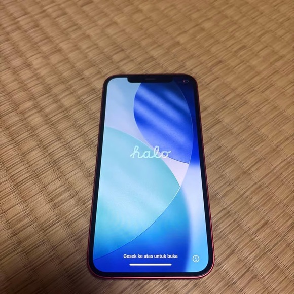 Apple Smartphone in Red with Blue Display